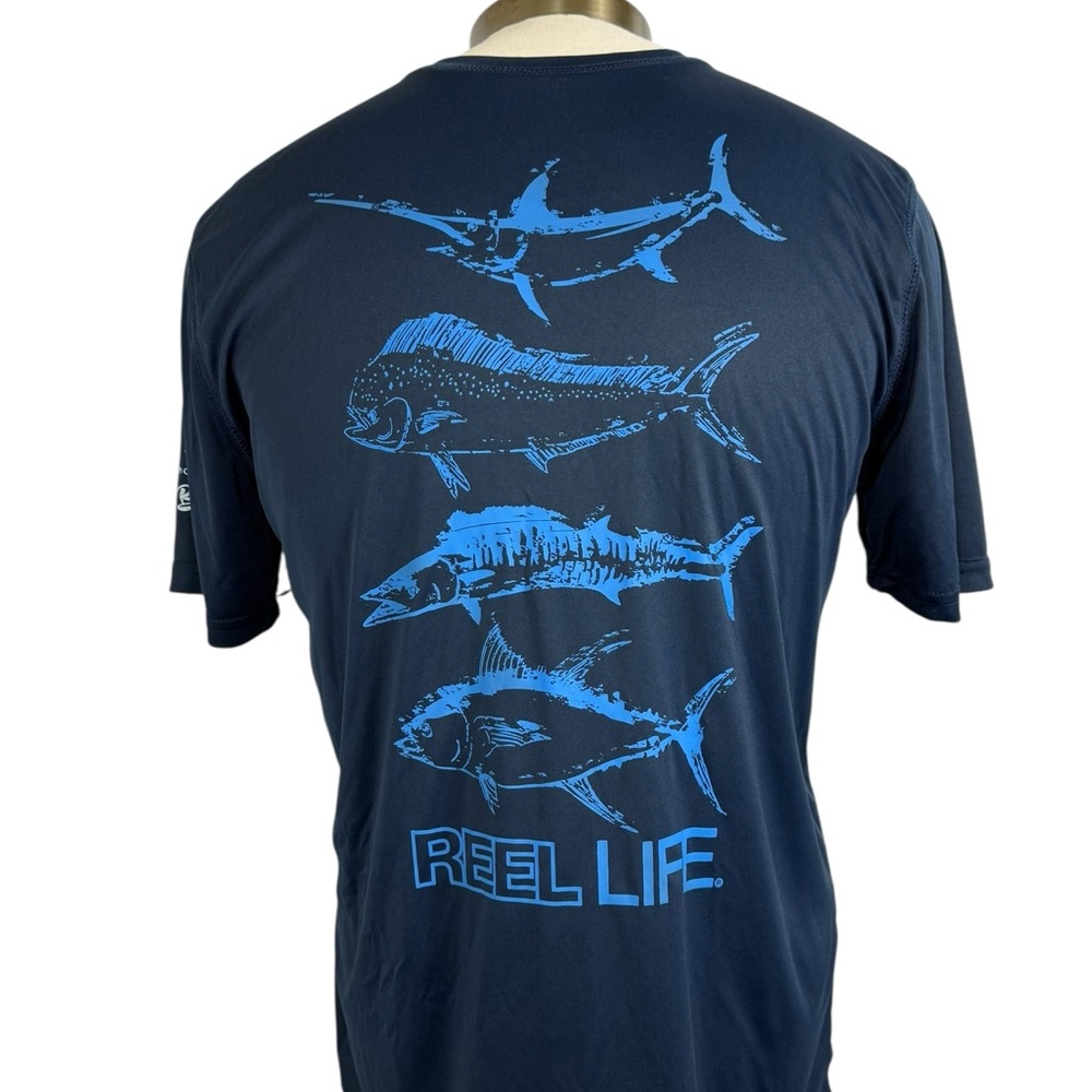 Reel Life Med Navy Blue Fish Graphic T-Shirt